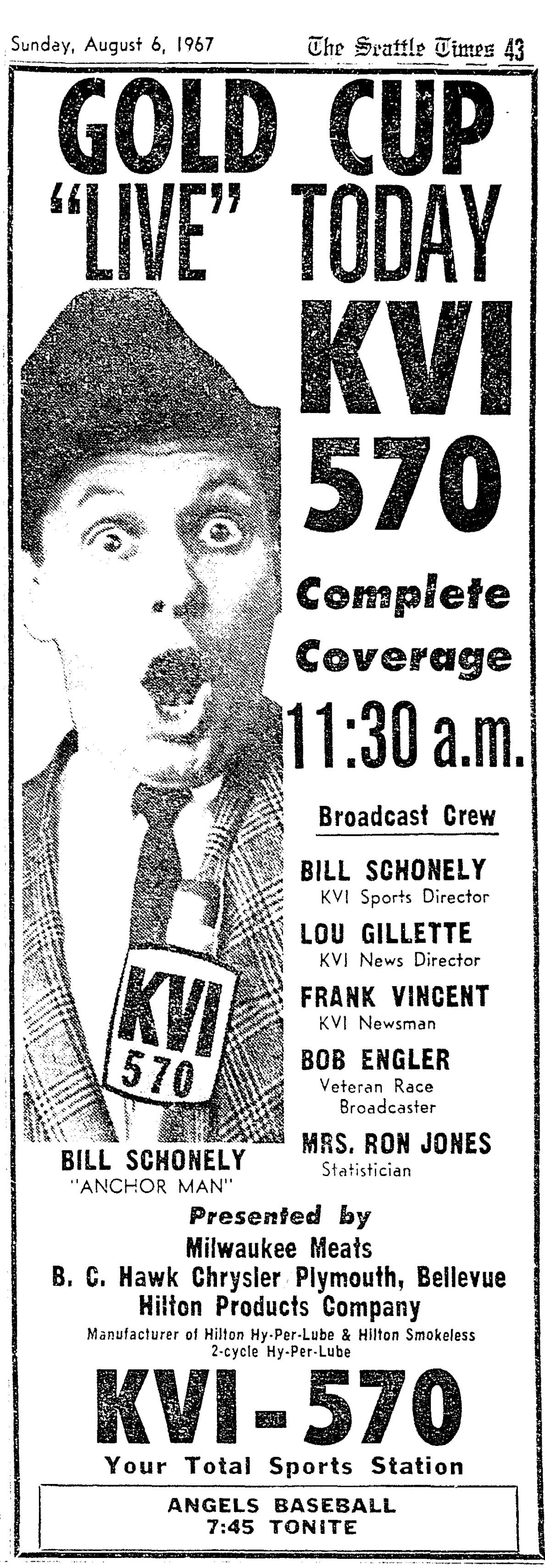 Bob Engler, KOMO 4 booth announcer, hydro sportscaster, radio executive ...